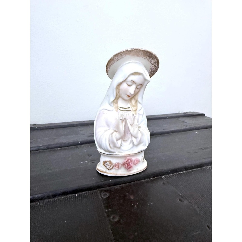 Vintage Lefton Porcelain Madonna Statue, Hand Painted Praying Mother Mary‎ 1950s - Picture 2 of 9